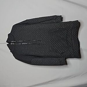 Badgley Mischka oversized quilted pattern gray hooded hoodie sweatshirt sz Small